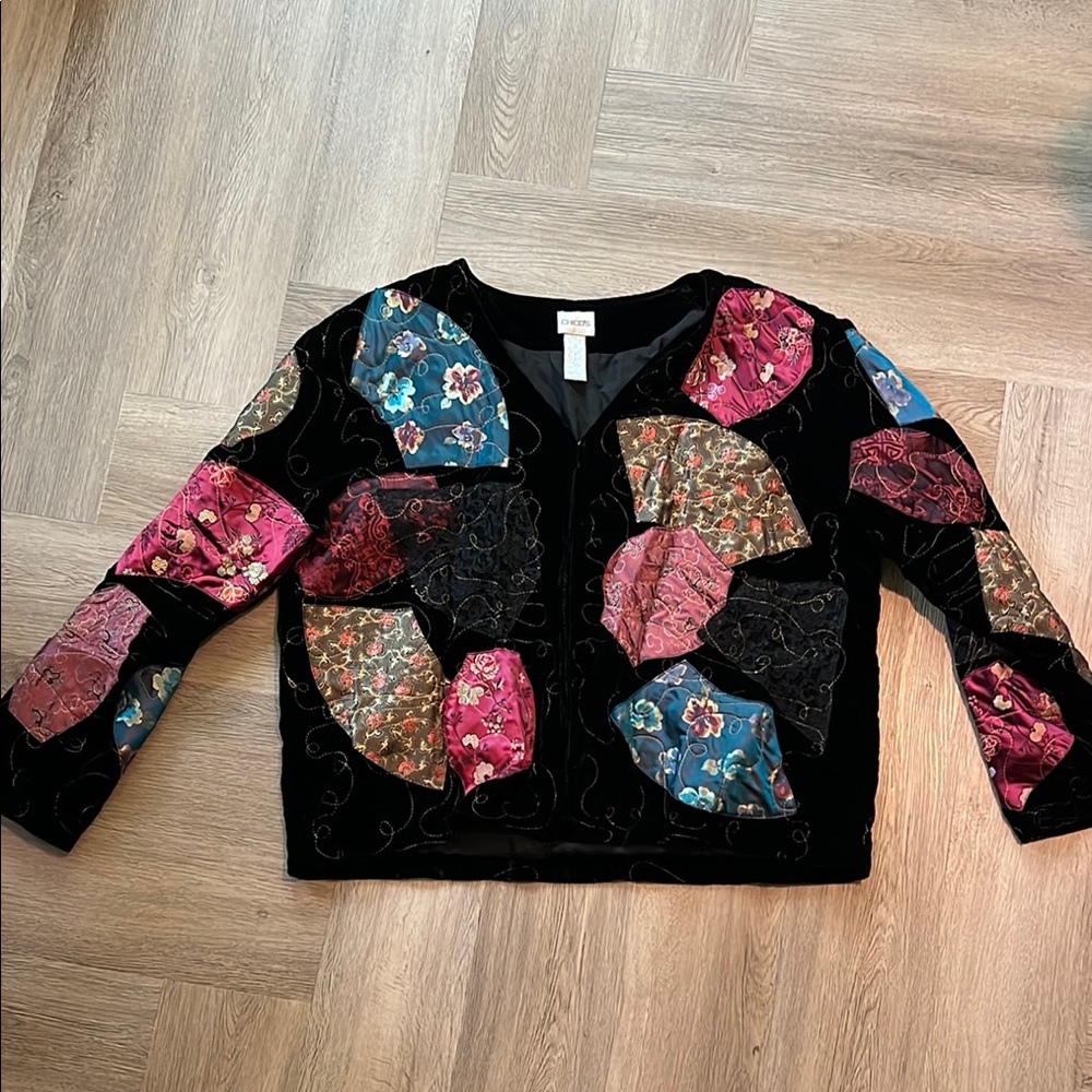 Chico's Black Velvet Patchwork Jacket - image 1